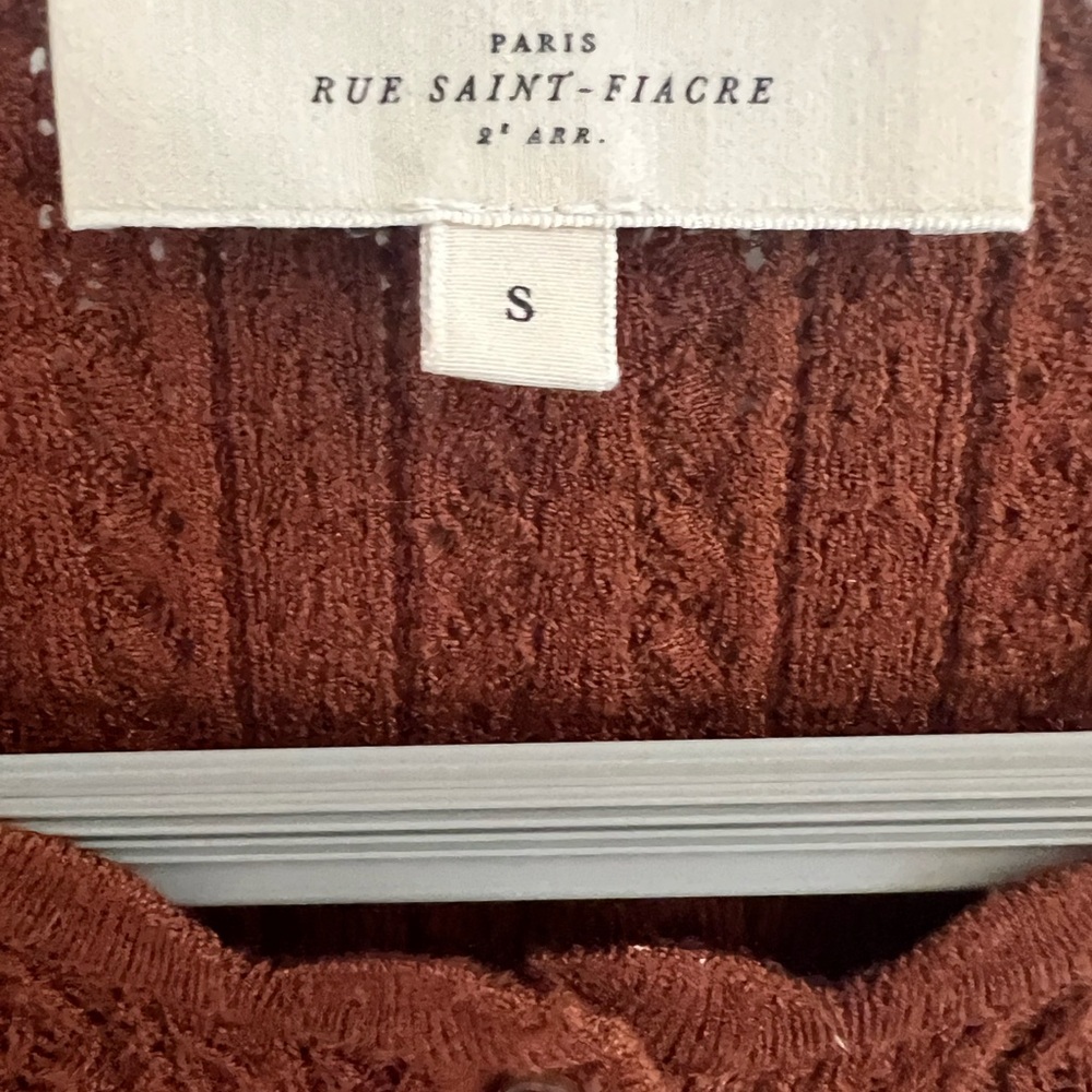 Sezane brown Ribbed Buttoned Sweater - Picture 2 of 8